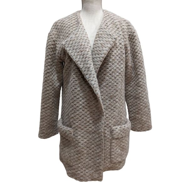 Joe's Erica Long Jacket Wool Mohair Blend in Tan Size S - Worn by Jessica Alba - Picture 3 of 12